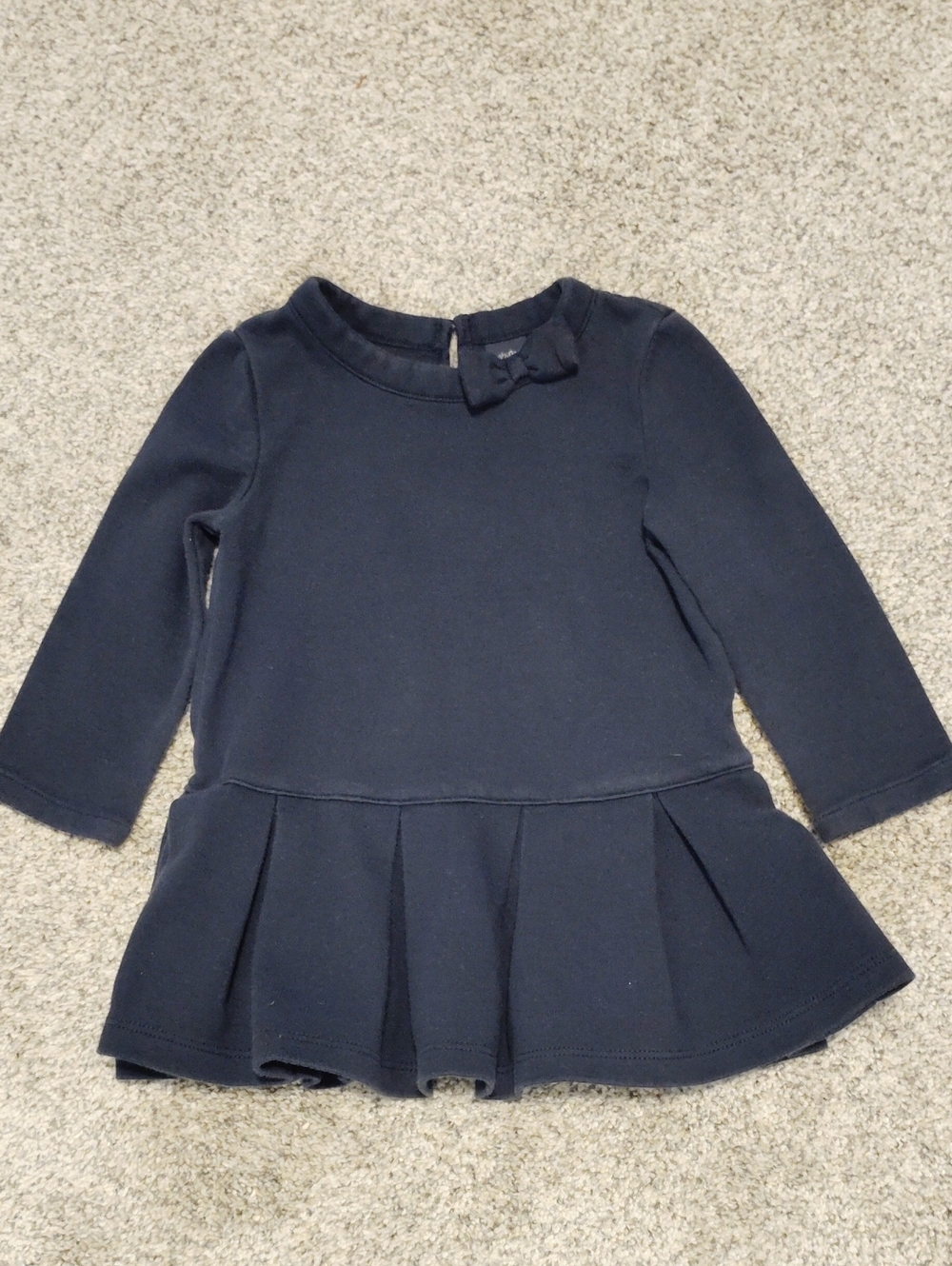 GAP Navy Long-Sleeve Peplum Dress with Neck Bow